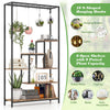 6-Tier Tall Plant Stand Display Rack Metal Plant Shelf w/10 Hanging Hooks Brown