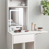 Small Dressing Table with Mirror LED Lights Vanity Desk with Fold-up Panel White