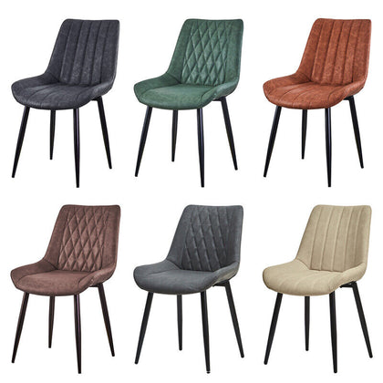 2pcs Dining Chairs Set Faux Leather Back Seat Metal Legs Restaurant Chair