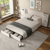 4ft6 Double Upholstered Platform Bed Frame with Headboard and 2 Drawers Storage