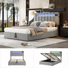 Upholstered Bed 4ft6 Double LED Hydraulic Bed Frame with Ottoman Storage Grey