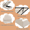 3ft Single Ottoman Storage Bed with Cloud Shaped Upholstered Headboard, Beige