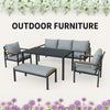 6 Seater SofaSet Garden Furniture Aluminum Outdoor Patio Lounge Dining Set Black
