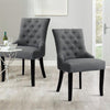 2x Dining Chairs Linen Fabric Studded Chairs Upholstered Accent Wooden Legs