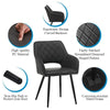 Set of 2 Faux Leather Dining Chairs Diamond Seat with Hole Design Modern Chair