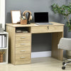 Wooden Computer Table Office Desk Study Dorm Lockable Drawer Storage Oak Tone