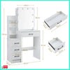Vanity Dressing Table Set Makeup Desk Mirror & Stool Shelves 3 Color LED Lighted