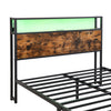 DOUBLE METAL BED FRAME WITH LED, CHARGING STATION, STORAGE HEADBOARD AND DRAWERS