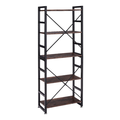 5-Tier Heavy Duty Shelving Unit Display Shelf Bookcase Industrial Wood Bookshelf