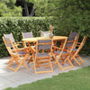 9 Piece Outdoor Dining Set Grey Solid Eucalyptus Wood & Textilene vidaXL