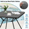 80cm Square Outdoor Table Patio Dining Table w/4cm Umbrella Hole-Black