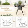 86CM Patio Dining Table Round Tempered Glass Table w/3.5 cm Umbrella Hole