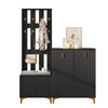 Shoe Storage Cabinets with Drawers, Shoe Bench and Coat Rack Wardrobe Set Black
