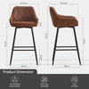 Bar Stools Set of 2 Faux Suede/ PU Leather Breakfast High Chairs Kitchen Pub