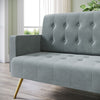 Modern Luxury Velvet Sofa Bed Grey 3 Seater Nonwoven Contrast Gold Metal Legs