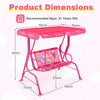 Kids Outdoor Mini Swing w/ Safety Belts & Adjustable Canopy-Pink