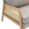Wooden Frame Upholstered Fabric Rattan Armrest Reading Armchair Accent Chair