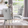 1/2/4X Light Grey Velvet Dining Chair Kitchen Dinning Room Metal Leg Padded Seat