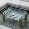 Rectangle Glass Coffee Table Modern Living Room Furniture Shelf White Black Wood