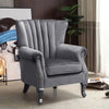 Velvet Upholstered Single Sofa Armchair Occasional Accent Chair Scalloped Back