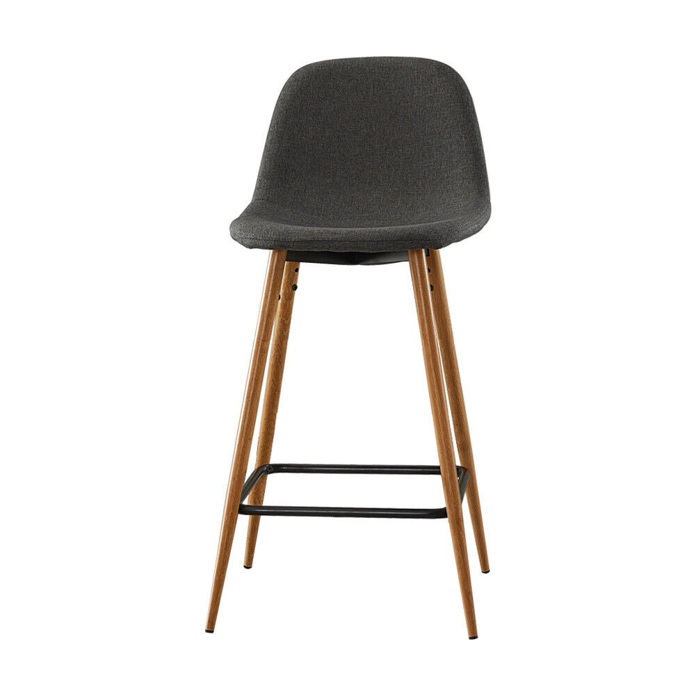 2X Bar Stools Fabric/Faux Leather Pub Chairs Breakfast Kitchen Metal Leg Modern