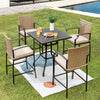 4 Pack Patio Rattan Bar Stools Set Outdoor Wicker Bar Chairs W/ 4 Soft Cushions