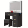 Vanity Dressing Table Stool Set Makeup Desk with 4 Drawers and LED Lights Mirror