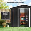 8 x 6ft Garden Storage Shed with Double Sliding Door Outdoor Grey