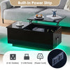 Lift up Coffee Table High Gloss LED Living Room Storage W/ Socket Outlet Black