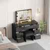 Black Dressing Table High Gloss Vanity Makeup Desk 7 Drawers &Stool &LED Mirror