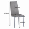 4pcs Grey Faux Leather Dining Chairs Metal Legs Ripple Lines Kitchen Dining Room