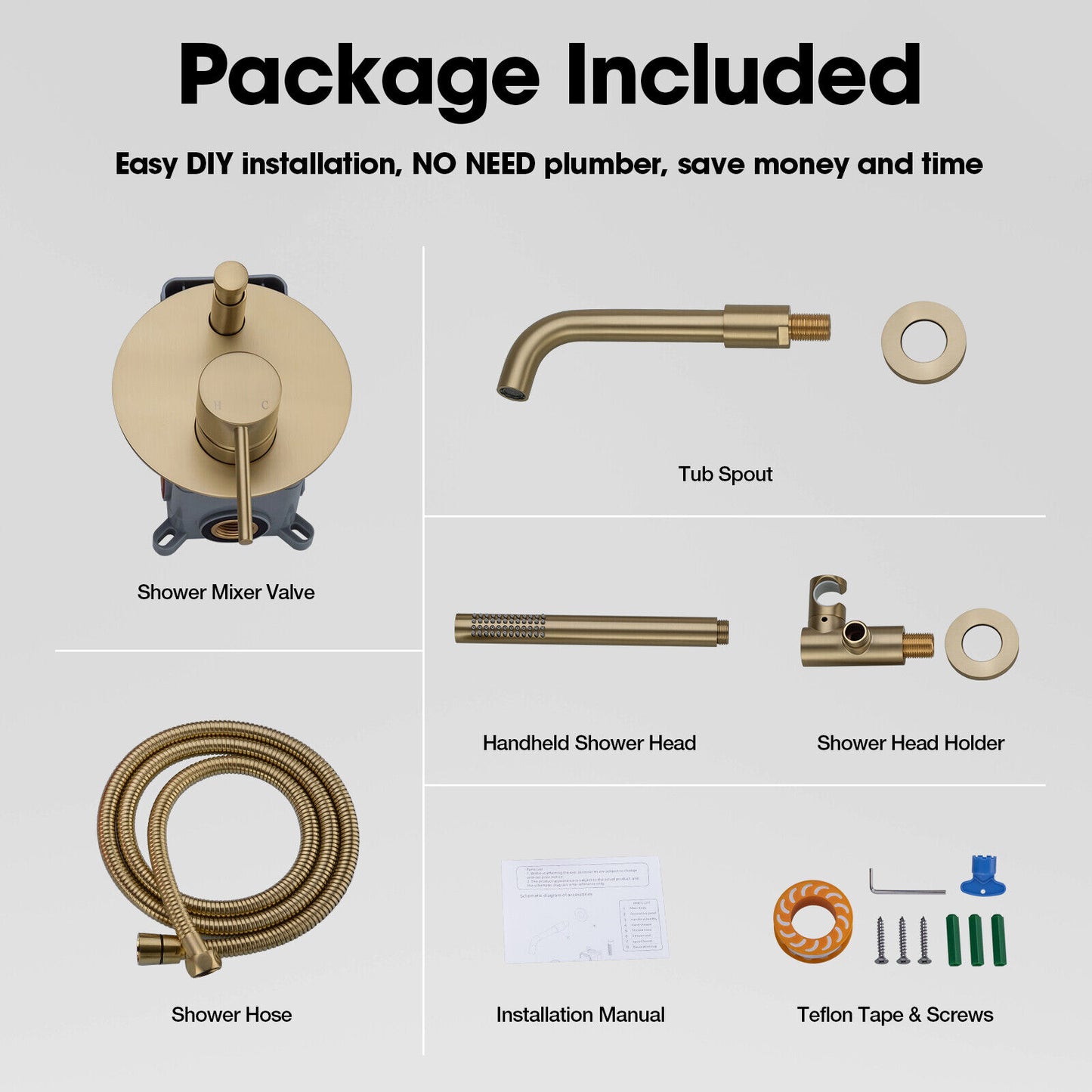 Brass Bathroom Bathtub Mixer Taps Bath Filler Spout And Handheld Shower Set UK