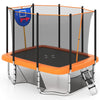 317 x 255 cm Rectangle Outdoor Trampoline w/Basketball Hoop-Orange
