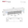 Modern 200cm TV Unit I Grey Cabinet Stand with Storage I High Gloss Doors
