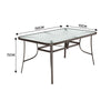 1.5m Brown Garden Table Rectangle Tempered Glass Yard Dining Table Umbrella Hole