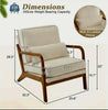 Mid Century Wooden Armchair with Beige Corduroy Cushions – Retro Lounge Chair