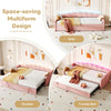 Day Bed LED Upholstered 3ft Single Sofa Bed with Trundle Bed Velvet Fabric Pink