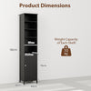 Bathroom Tall Cabinet Slim Freestanding Storage Organizer-Black