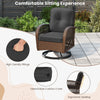 3 Pcs Patio Rattan Bistro Set 360° Swivel Outdoor Rocking Chairs-Black
