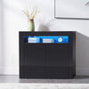 2 Doors LED Sideboard Cabinet High Gloss Cupboard Storage Furniture Black