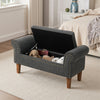 Linen Upholstered Arm Bench Bed End Window Seat Ottoman Storage Stool Bedroom UK