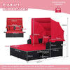 Outdoor Hand-Woven PE Wicker Daybed Patio Loveseat Sofa Set Retractable Canopy