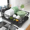 Dish Drainer Rack Kitchen Sink Drying Rack Bowl Plate Holder W/360°Drip Tray UK