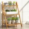 3Tier Bamboo Plant Stand Ladder Garden Rack Folding Display Hanging Shelf
