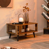 Industrial Coffee Table 2-Tier Wooden Center Table Small Side Table Living Room