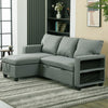 Linen Fabric 3 Seater Pull-Out Reversible Chaise Corner Sofa Bed Couch Storage