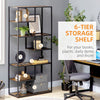 Industrial Ladder Shelf, 6 Tier Bookshelf, Display Rack for Living Room Brown