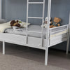 Metal Bunk Bed Frame Single Loft Bed Frame with Ladder Black Heavy Stable White