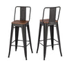 Tall Industrial Black/Wood Top Bar Stool Table Indoor Outdoor Cafe Bistro Chairs