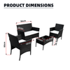 4PCS Rattan Sofa Set Garden Furniture Patio Weaving Wicker Conversation Table